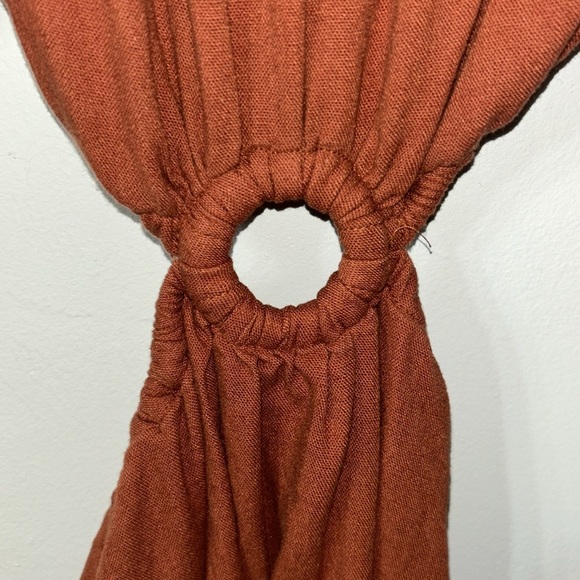 Altar’d State Pumpkin Spice Mini Dress Sleeves Cutouts Linen Summer Size Medium - Picture 5 of 7
